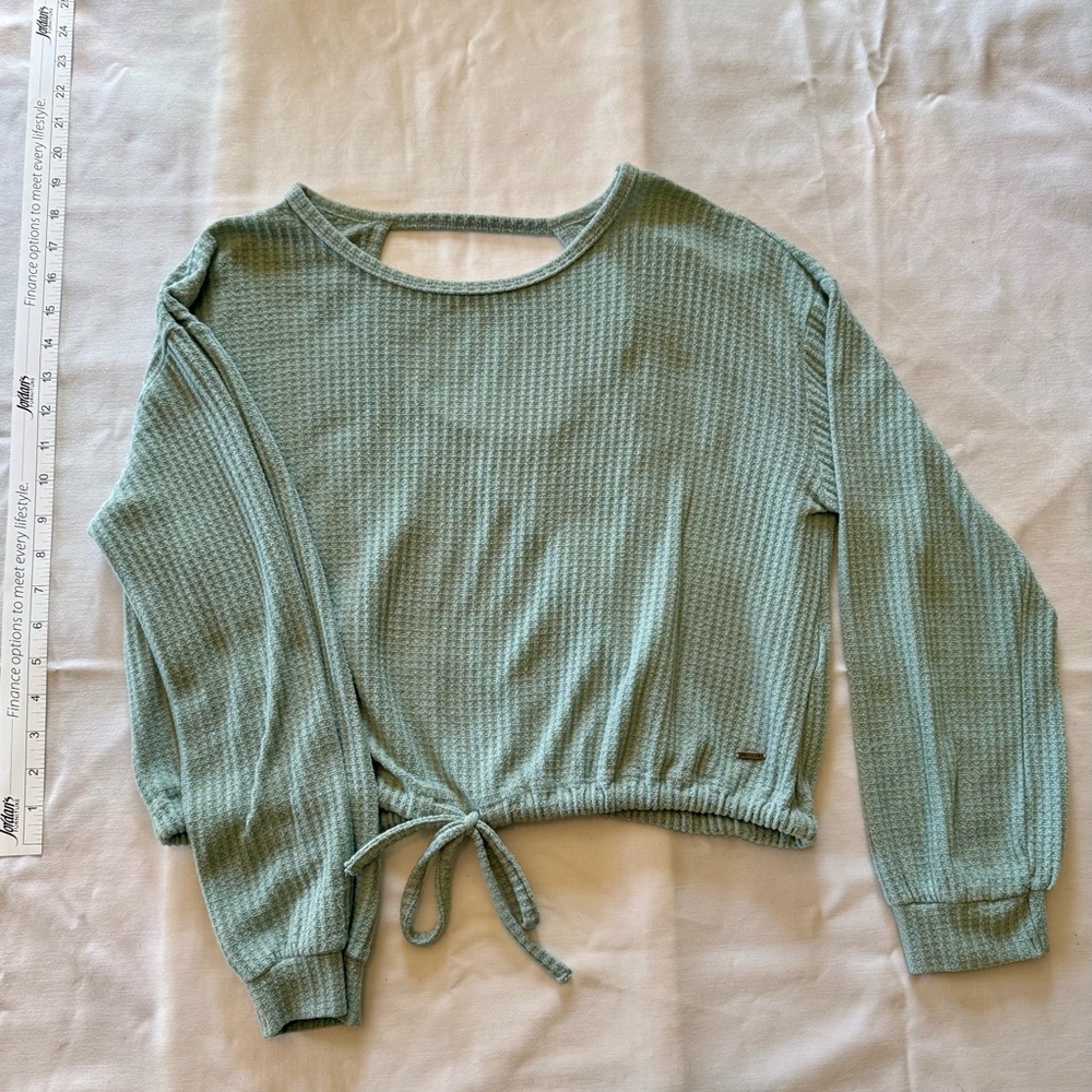 Women's Green Waffle Knit Top